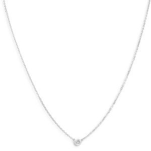 Roberto Coin: Bezel Set Diamond Pendant Necklace in White Gold
